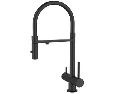 фото смеситель для кухни IDDIS Ace гибкий излив канал для фильтра черный матовый