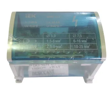 фото Нулевая шина ИЭК на Din-рейку в корпусе 2 шины по 7 отверстий