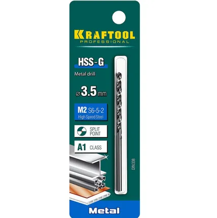 Фото №0 KRAFTOOL HSS-G 3.5 х70мм, Сверло по металлу HSS-G, сталь М2(S6-5-2)