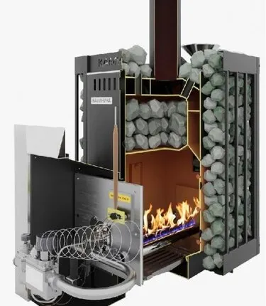 Фото №0 Печь банная Газо-дровяная Каминика ПБ 22УГ ЗК/сетка