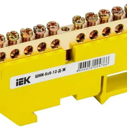 Фото №0 Шина PE "земля" на DIN-изоляторе ШНИ-6х9-12-Д-Ж ИЭК YNN10-69-12D-K05