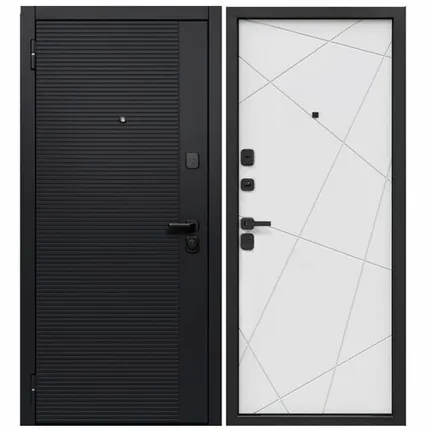 Фото №0 Дверь входная Гарда Черный Кварц 7,5см (Ferroni) МДФ/МДФ, Сатин черный/Сатин белый 2050х860мм, ЛЕВАЯ