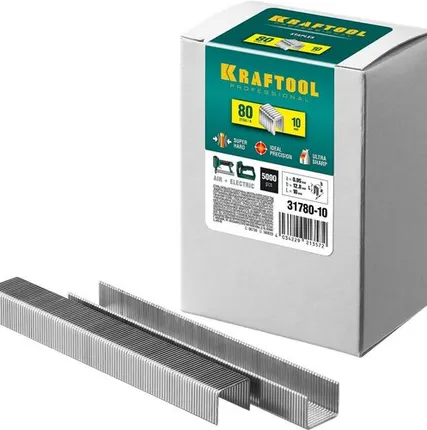 Фото №0 KRAFTOOL тип 21GA (80/Pr A/Senco AT) 10 мм, 5000 шт, скобы для степлера (31780-10)