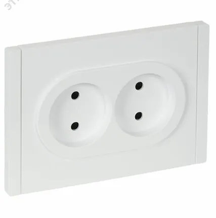 Фото №0 FORTE&PIANO Розетка 2-местная без заземления с защитными шторками безвинтовое крепление 10А FP225 белый IEK