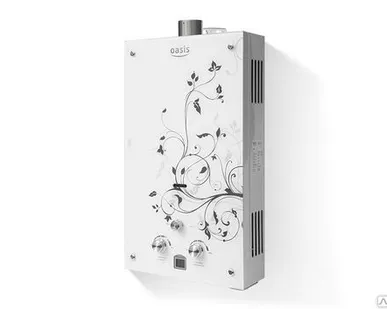 фото Газовая колонка Oasis Turbo Glass 24 ZG, белый цветок