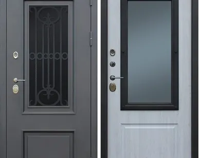 фото Входная дверь ТЕРМО Аляска муар коричневый стеклопакет-сосна белая АСД