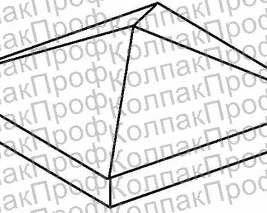 фото Металлический колпак на столб заборный с четырехскатной крышей тип 1