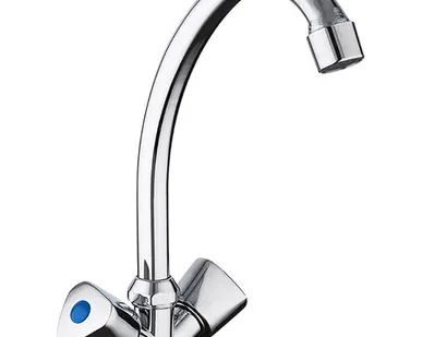 фото Смеситель для кухни хром, силумин, крепление гайка пластик., FRUD