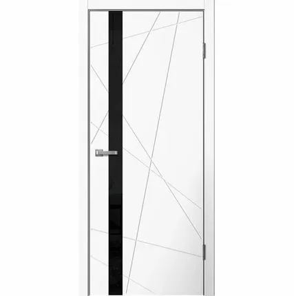 Фото №0 Дверь межкомнатная Line 02 (Line) стекло черное, ПВХ, Белая 2000х800мм