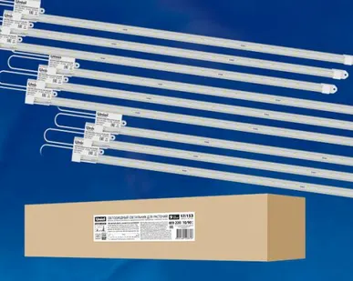 фото ULY-P90-10W/SPFR/K IP65 AC220V CLEAR KIT09 Светильник для растений светодиодный линейный, 600мм. Спектр для фотосинтеза. В составе набора из 9-ти штук. TM Uniel.