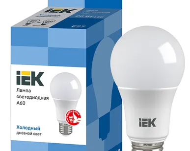 фото IEK Лампа светодиод. 20/6500/E27/A60 шар IEK