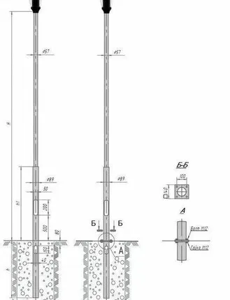 Фото №0 Опора парковая для установки в грунт ОП-3,0-0,8