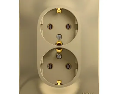 фото Розетка 2-м СП Glossa 16А IP20 с заземл. в сборе титан SE GSL000424