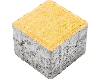 фото Тротуарная плитка Берит Квадрат Желтая 100х100х80 на белом цементе