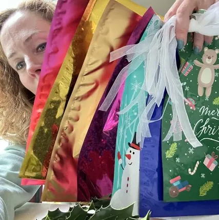 Фото №0 Пакет новогодний 32х24 см Merry Christmas синий