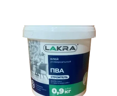фото Клей ПВА универсальный Строитель 0,9 кг Л-С (Lakra) Лакра