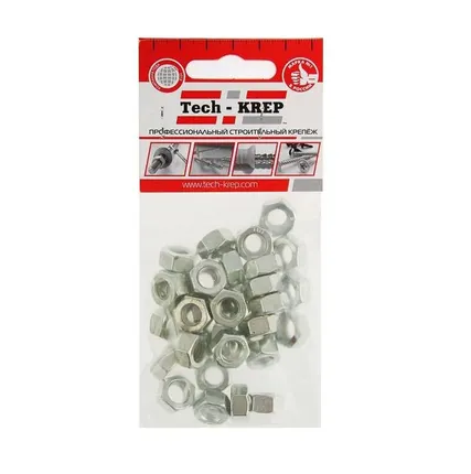 Фото №0 Гайка шестигранная М8 цинк. DIN 934 (уп.35шт) пакет Tech-Krep 103026