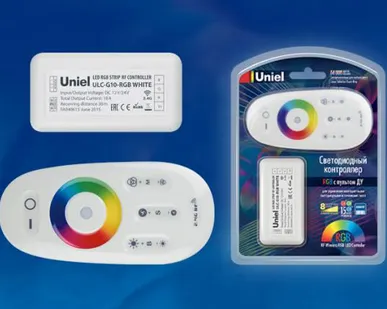 фото Усилитель ULC-G10-RGB WHITE Контроллер для управления многоцветными светодиодными источниками света 12/24B с пультом ДУ 2,4ГГц. Цвет пульта белый.