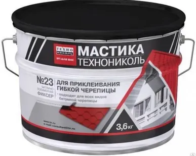 фото Мастика для гибкой черепицы ТЕХНОНИКОЛЬ №23 (Фиксер), ведро 3,6кг от 20шт
