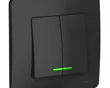 фото Schneider Electric Выключатель 2-кл. СП Blanca 10А IP20 (антрацит) 250В с подсветкой Schneider Electric