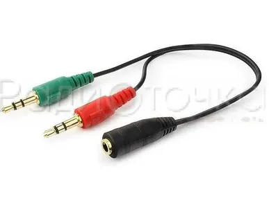 фото Переходник гнездо 3,5мм на 2 штекера 3,5 стерео (20 см)