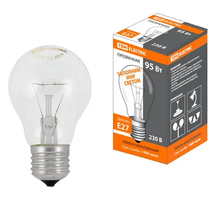 Фото №0 Лампа накаливания TDM Е27 Б 95W 230V общего назначения, SQ0332-0038