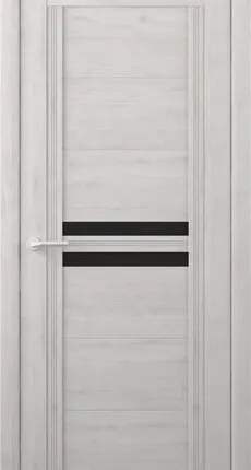 Фото №0 Межкомнатные двери ALBERO "Каролина" Жемчужный/Черное стекло(ДО)