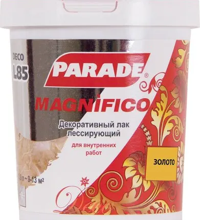 Фото №0 Лак PARADE Лак для декоративной отделки поверхностей PARADE L5 0,9 л глянцевый золото 0005762