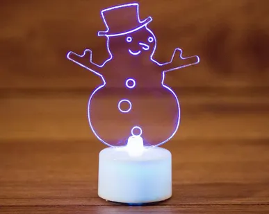 фото Фигура светодиодная "Снеговик в шляпе" на подставке (батарейки 3хAG13(LR44) в компл.) 10см 1LED IP20 4.5В RGB NEON-NIGHT 501-043