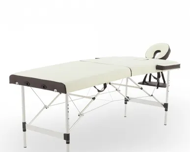фото Стол массажный складной JFAL01A 2-х секционный, цвет кремовый/коричневый MedMos