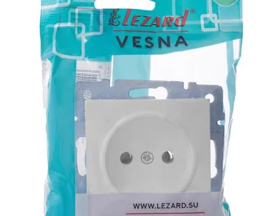 фото Розетка 1-м СП Vesna без заземл. ПБТ механизм бел. LEZARD 742-0288-121B