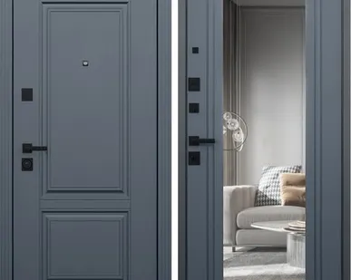 фото Входная дверь Гермес НЕО графит-зеркало графит АСД