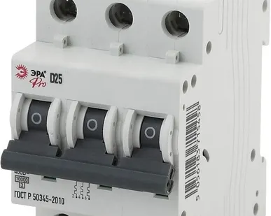 фото Выключатель автоматический модульный 3п D 25А ВА47-100 Pro NO-901-39 ЭРА Б0031809