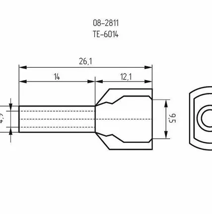 Фото №1 Наконечник штыревой втулочный изолир. (НШВИ F-14мм) 2х6кв.мм (TE-6014) зел. REXANT 08-2811