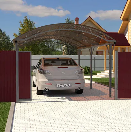 Фото №0 Арочный навес №14 из поликарбоната 3,7х6,3 м