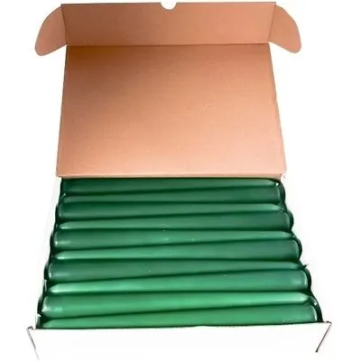 Фото №0 Свеча коническая h250d19 мм 30 шт 9часов горения ТЕМНО-ЗЕЛЕНАЯ БЕЗ ЗАПАХА коробка "Horizon Candles"