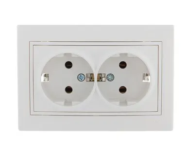 фото Розетка 2-м СП Мира керам. с заземл. бел./бел. LEZARD 701-0202-127