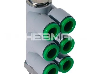 фото T34B0814 - Коллектор цанговый трехуровневый сдвоенный поворотный из технополимера наруж. резьба G1/4'' под трубку 8 мм