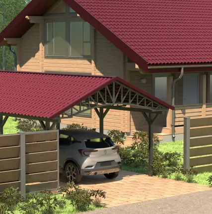 Фото №0 Двускатный навес №22 из металлочерепицы 4,5х6,3 м