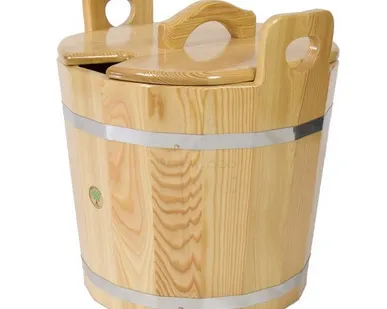 фото Запарник для бани с крышкой BentWood из натуральной лиственницы  (22 л, D = 0,37 м H = 0,40 м)