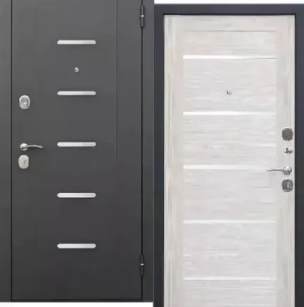 Фото №0 Дверь входная Гарда 7,5см (Ferroni) металл с молдингом/царга,Черный муар/Лиственница бежевая 2050х860мм, ПРАВАЯ