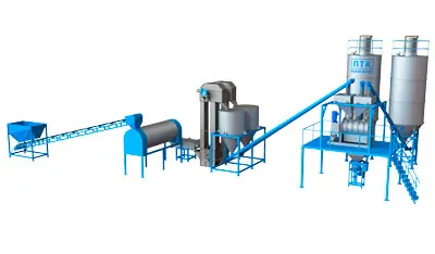 Фото №0 Линия по производству сухих смесей с сушильным барабаном