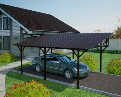 фото Односкатный навес №33 из профнастила 3,9х6,3 м