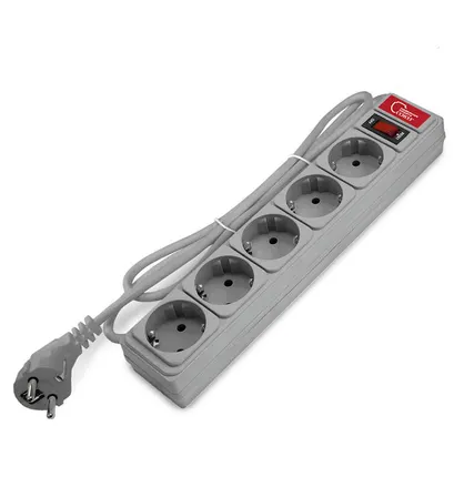 Фото №0 Удлинитель с сетевым фильтром 5х1.8 10А ПВС 3х0.75 сер. Союз 1341