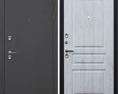 фото Входная дверь ТЕРМО Сибирь муар коричневый-сосна белая ТЕРМОразрыв АСД