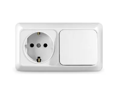 фото UNIVersal Блок ОП Олимп 1-кл.вык.+роз.с зазем.горизонт.бел. O0032 UNIVersal