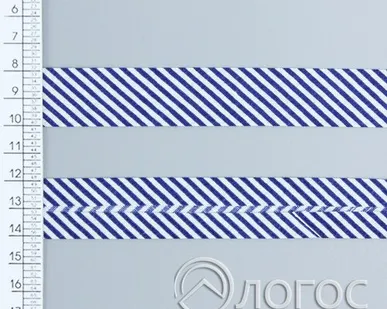 фото Косая бейка декор. .Т. 20 мм, С8, С8 (бел./син.)