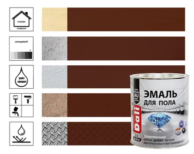 фото Эмаль Dali для пола, RAL 3009 красно-коричневый, 2 л