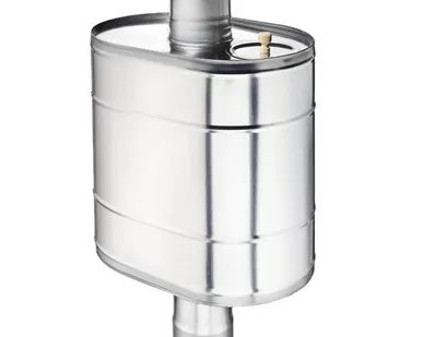 фото Бак на трубе для печи, 60л, ф120, нержавейка 0,8мм (штуцер 3/4")