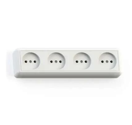 Фото №0 Розетка 4-м ОП Оптима 16А РА16-402 (в компл. с монтажной пластиной) сл. кость Кунцево 8050